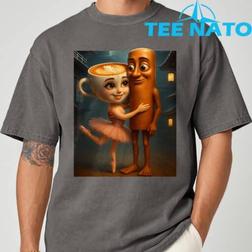Tung Tung Sahur Loves Ballerina Cappuccina Italian Brainrot T-Shirt - Image 8