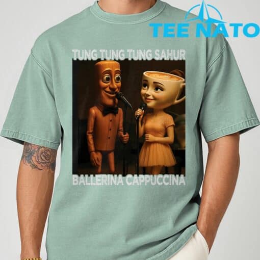 Tung Tung Tung Sahur Ballerina Cappuccina Italian Meme T-Shirt - Image 6