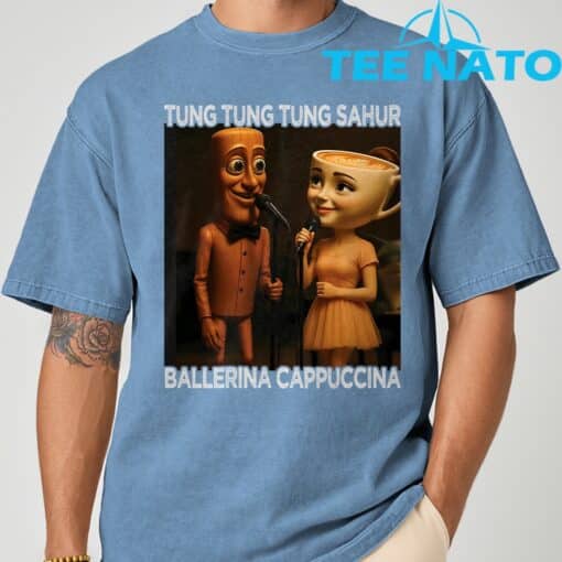 Tung Tung Tung Sahur Ballerina Cappuccina Italian Meme T-Shirt - Image 7