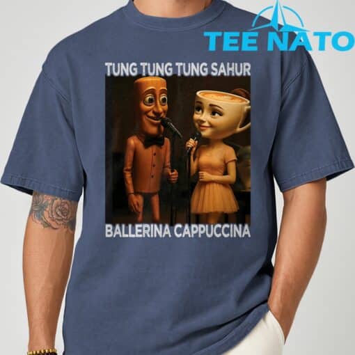 Tung Tung Tung Sahur Ballerina Cappuccina Italian Meme T-Shirt - Image 8