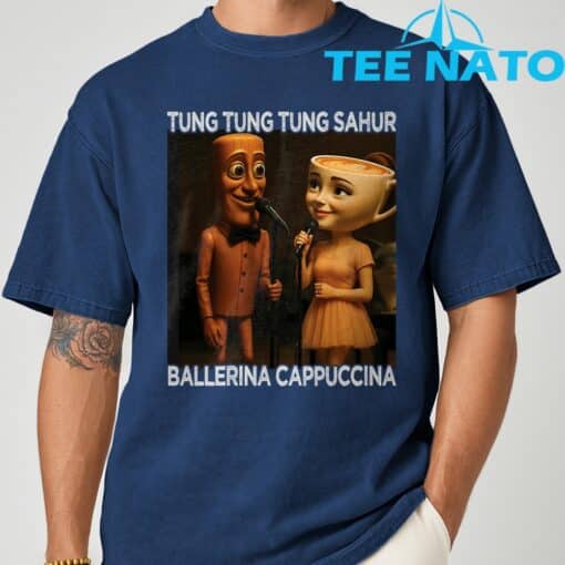 Tung Tung Tung Sahur Ballerina Cappuccina Italian Meme T-Shirt - Image 5