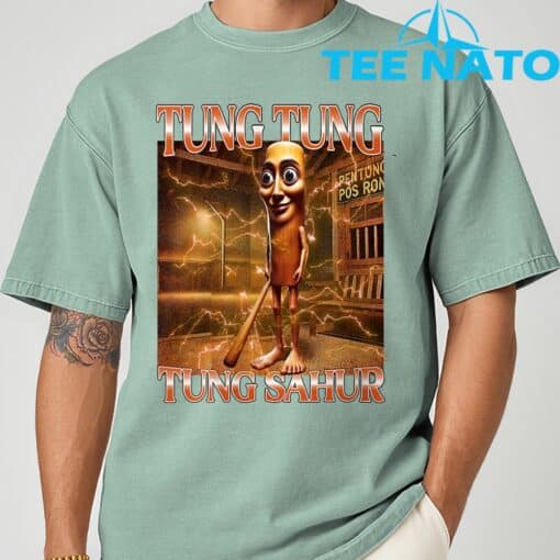 Tung Tung Tung Sahur Funny Brainrot Meme Italian T-Shirt - Image 9