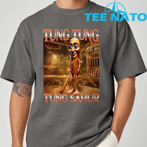 Tung Tung Tung Sahur Funny Brainrot Meme Italian T-Shirt - Image 5