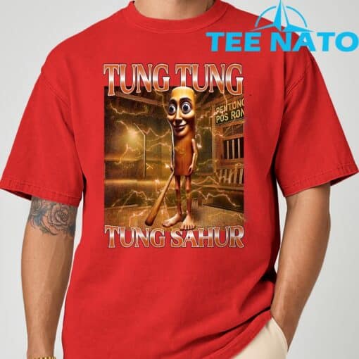 Tung Tung Tung Sahur Funny Brainrot Meme Italian T-Shirt - Image 4