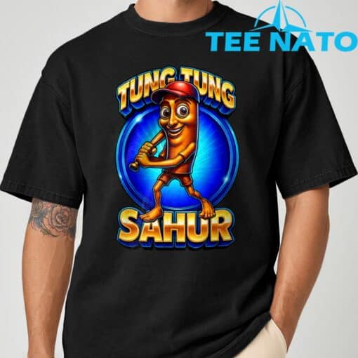 Tung Tung Tung Sahur Playing Baseball - Brainrot Baseball T-Shirt - Image 3