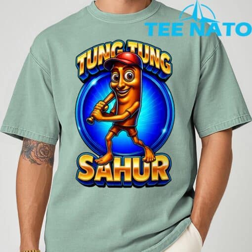 Tung Tung Tung Sahur Playing Baseball - Brainrot Baseball T-Shirt - Image 4