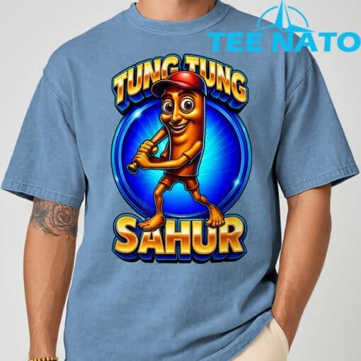 Tung Tung Tung Sahur Playing Baseball - Brainrot Baseball T-Shirt - Image 5
