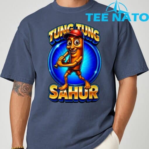 Tung Tung Tung Sahur Playing Baseball - Brainrot Baseball T-Shirt - Image 6