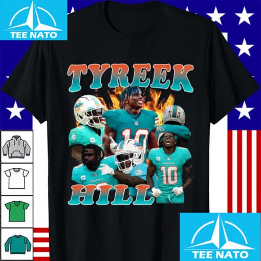 Tyreek Hill Miami Dolphins Vintage Style Shirt - Image 4