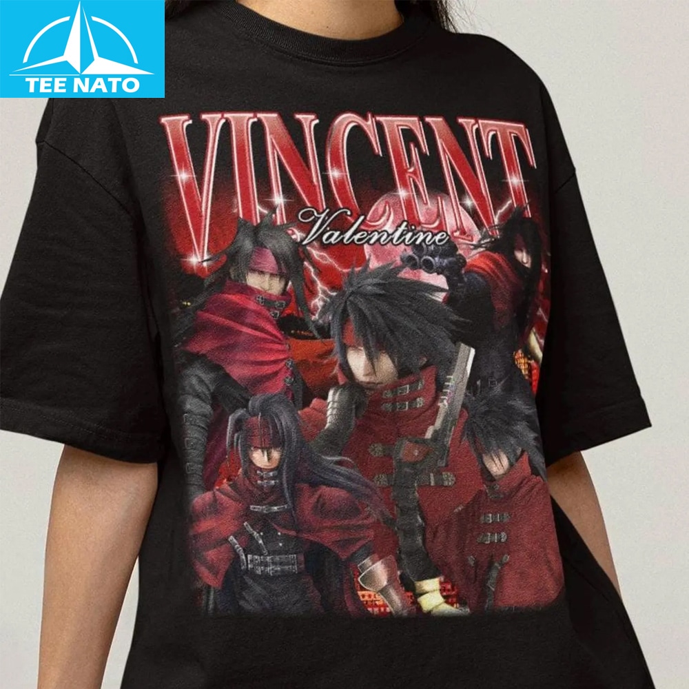 Close-up of Vintage Vincent FF7 Anime Shirt fabric