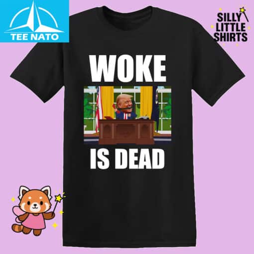 Woke Is Dead Donald Trump Political Cartoon Shirt - Image 3
