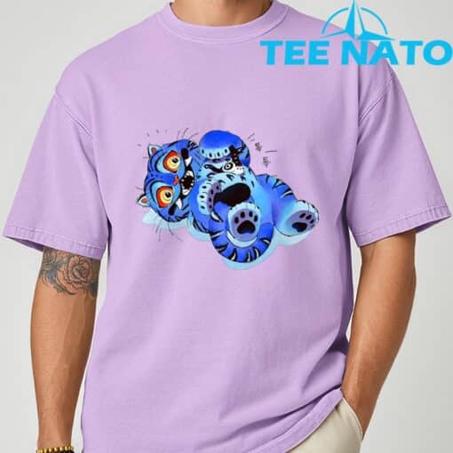 Cute Derpy Tiger and Bird Japanese Art T-Shirt - Image 6