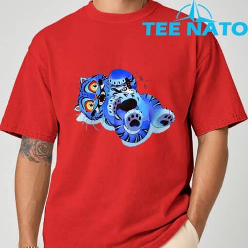 Cute Derpy Tiger and Bird Japanese Art T-Shirt - Image 8