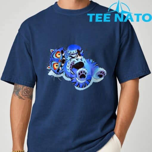 Cute Derpy Tiger and Bird Japanese Art T-Shirt - Image 9