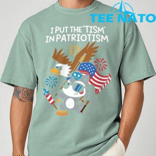 I Put The Tism in Patriotism Athletic Eagle T-Shirt - Image 3