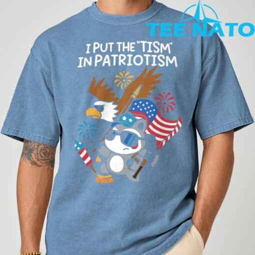 I Put The Tism in Patriotism Athletic Eagle T-Shirt - Image 4