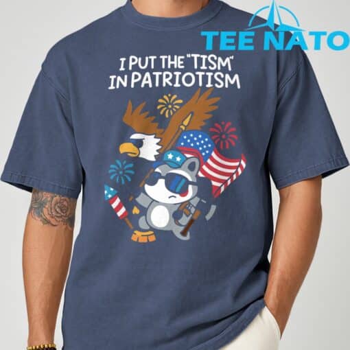 I Put The Tism in Patriotism Athletic Eagle T-Shirt - Image 5