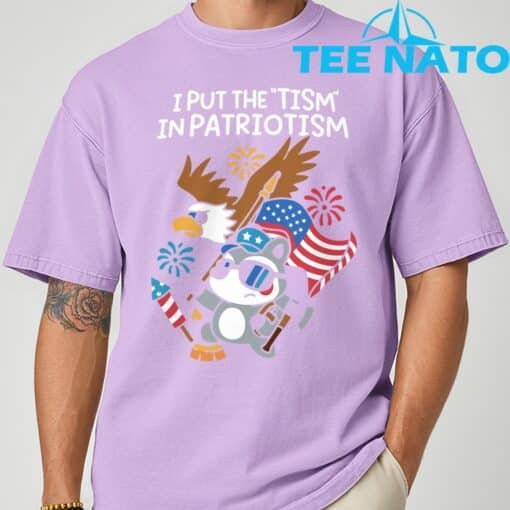I Put The Tism in Patriotism Athletic Eagle T-Shirt - Image 6