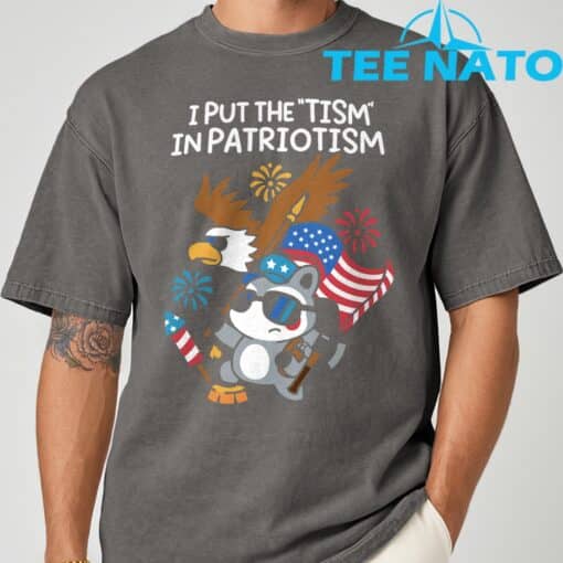 I Put The Tism in Patriotism Athletic Eagle T-Shirt - Image 7