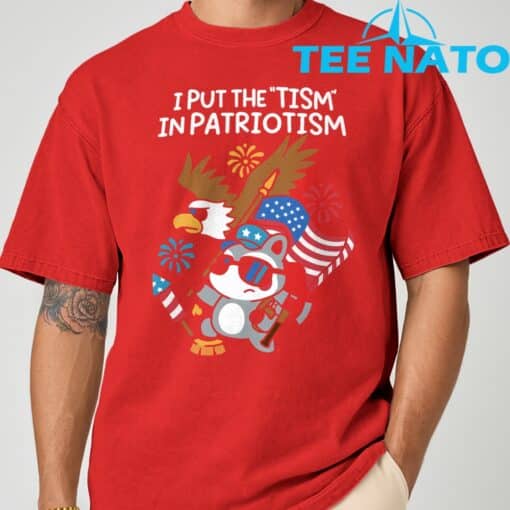 I Put The Tism in Patriotism Athletic Eagle T-Shirt - Image 8