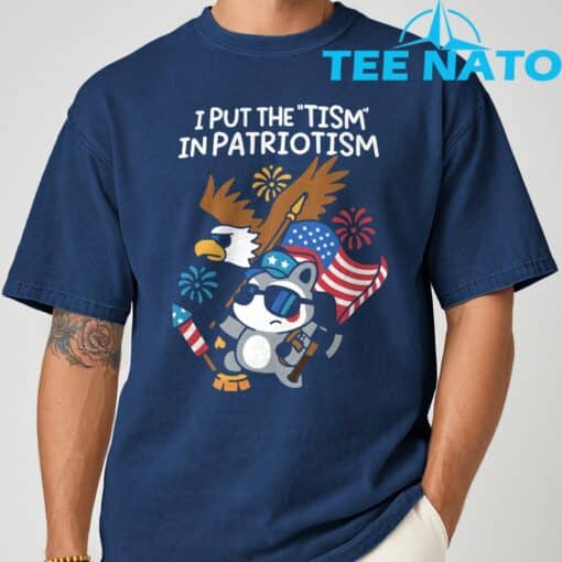 I Put The Tism in Patriotism Athletic Eagle T-Shirt - Image 9