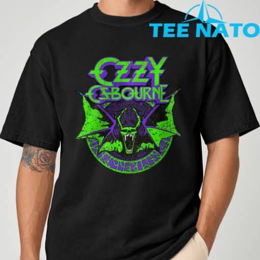 Ozzy Osbourne Bat Circle Neon V2 T-Shirt - Image 2