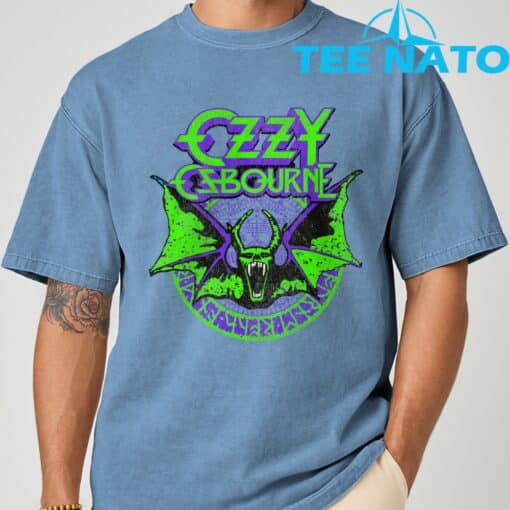 Ozzy Osbourne Bat Circle Neon V2 T-Shirt - Image 4