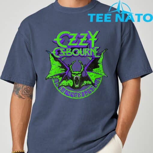 Ozzy Osbourne Bat Circle Neon V2 T-Shirt - Image 5