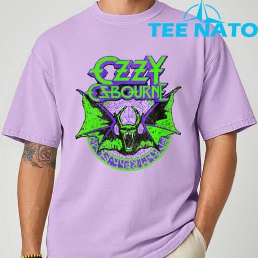 Ozzy Osbourne Bat Circle Neon V2 T-Shirt - Image 6