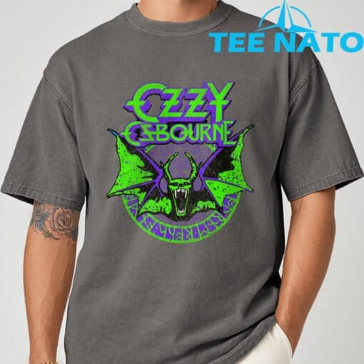 Ozzy Osbourne Bat Circle Neon V2 T-Shirt - Image 7