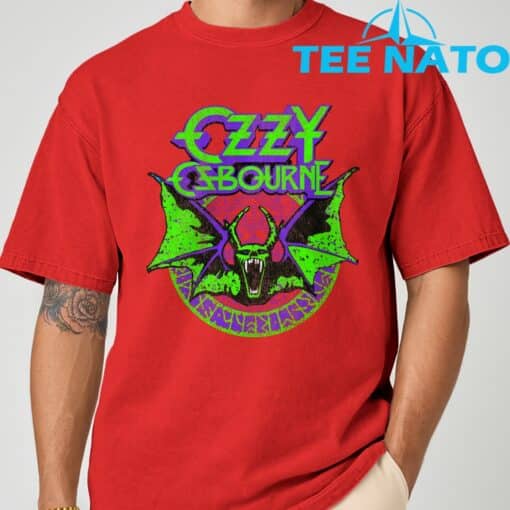 Ozzy Osbourne Bat Circle Neon V2 T-Shirt - Image 8