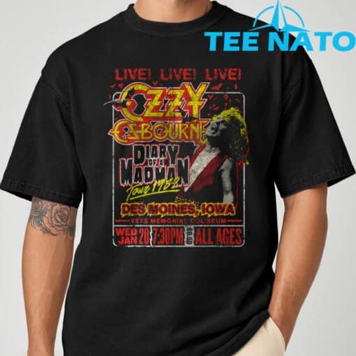 Ozzy Osbourne Diary Tour Des Moines Iowa T-Shirt - Image 2