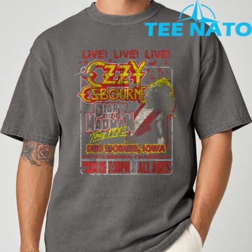Ozzy Osbourne Diary Tour Des Moines Iowa T-Shirt - Image 7