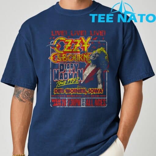 Ozzy Osbourne Diary Tour Des Moines Iowa T-Shirt - Image 9