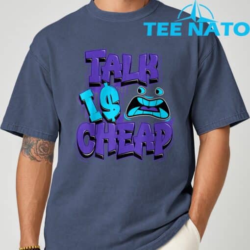 Retro Talk is Cheap 8 Aqua Matching Color Match Men Women T-Shirt - Image 8