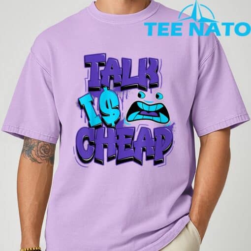 Retro Talk is Cheap 8 Aqua Matching Color Match Men Women T-Shirt - Image 7