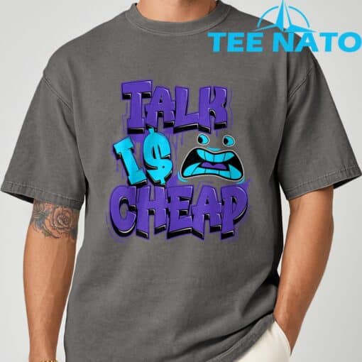 Retro Talk is Cheap 8 Aqua Matching Color Match Men Women T-Shirt - Image 6