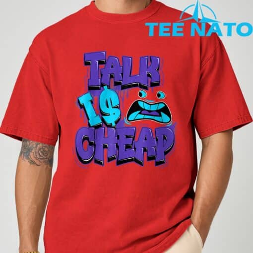 Retro Talk is Cheap 8 Aqua Matching Color Match Men Women T-Shirt - Image 5