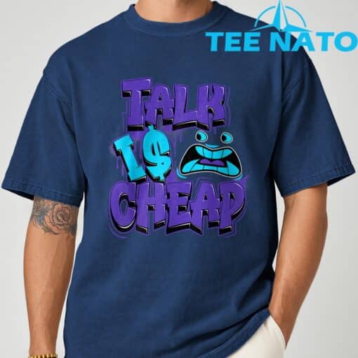 Retro Talk is Cheap 8 Aqua Matching Color Match Men Women T-Shirt - Image 4