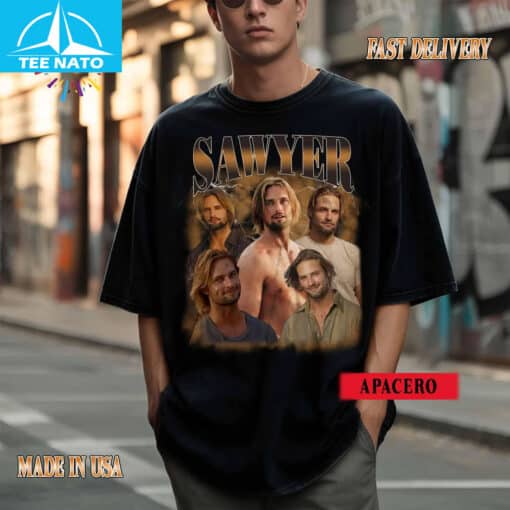Sawyer Lost TV Series Vintage Style Character Shirt - Image 5