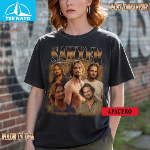 Sawyer Lost TV Series Vintage Style Character Shirt - Image 4