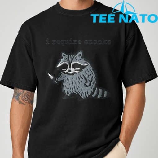 i Require Snacks Raccoon T-Shirt - Image 2