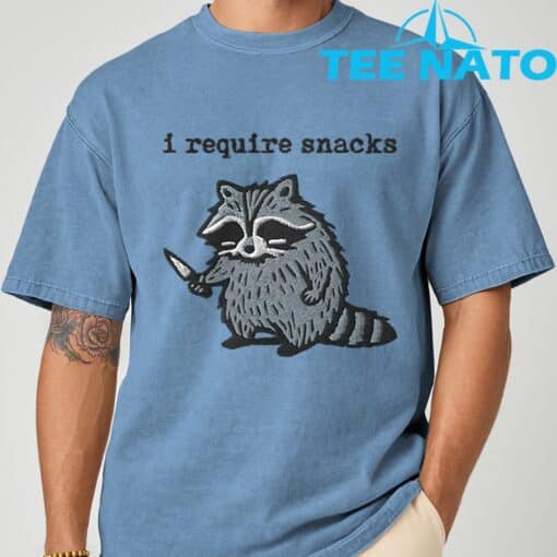 i Require Snacks Raccoon T-Shirt - Image 4