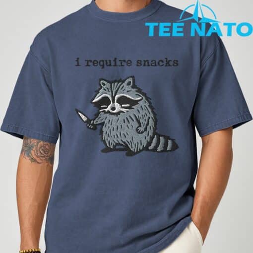 i Require Snacks Raccoon T-Shirt - Image 5