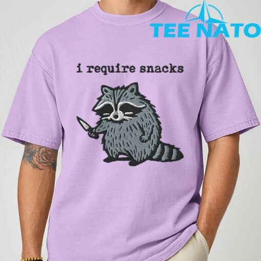 i Require Snacks Raccoon T-Shirt - Image 6