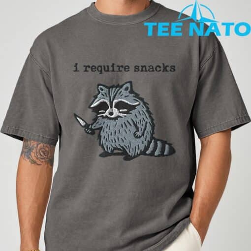 i Require Snacks Raccoon T-Shirt - Image 7