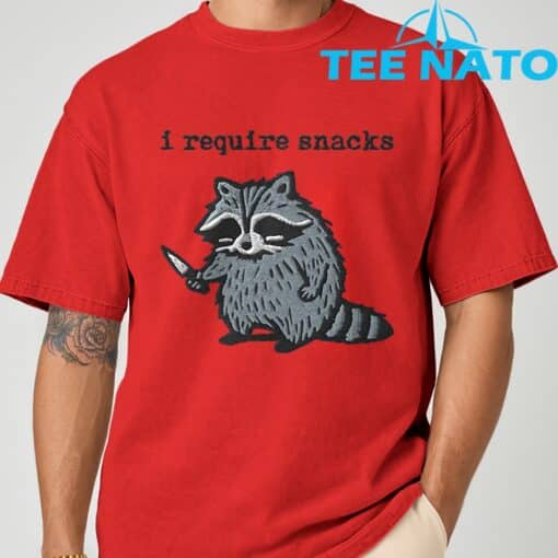 i Require Snacks Raccoon T-Shirt - Image 8