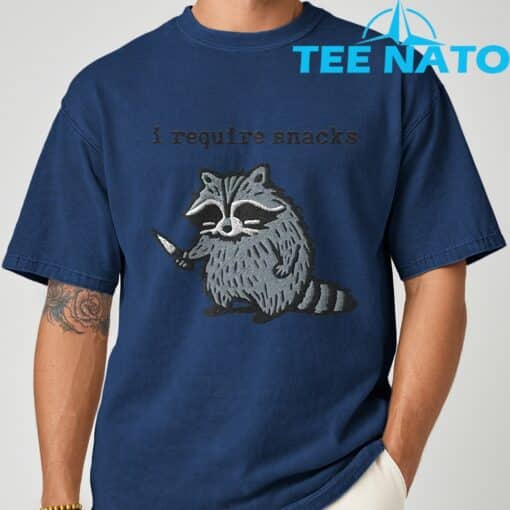 i Require Snacks Raccoon T-Shirt - Image 9
